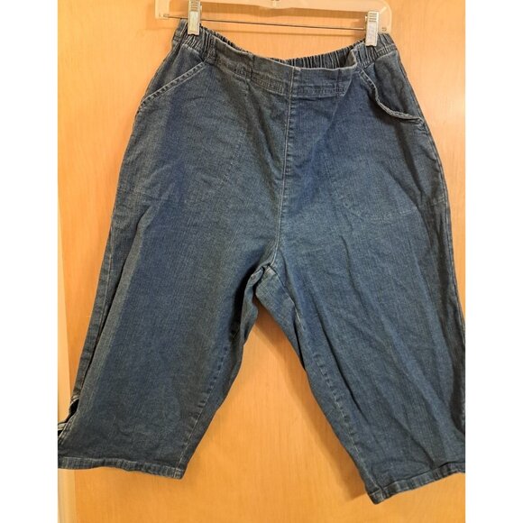 Croft & Barrow Women's Capri Jeans Blue Denim Stretch Waist Pull On Casual XL - Picture 1 of 14